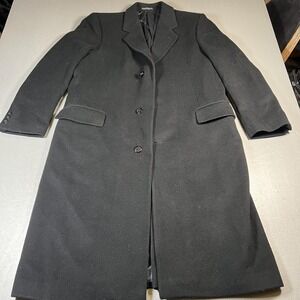 Silver Cloud Coat Mens 42 Long Black Wool Cashmere Blend Overcoat Italian Fabric